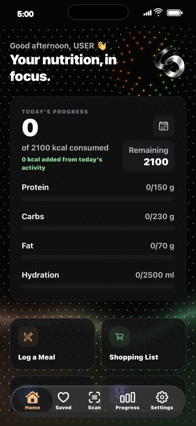 Cerenity Nutrition home screen in Pro mode